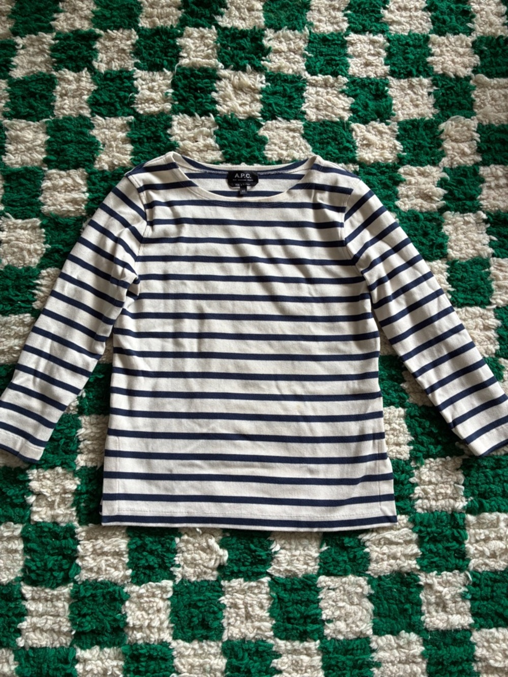A.P.C. Navy & White Stripe Long-Sleeve Top